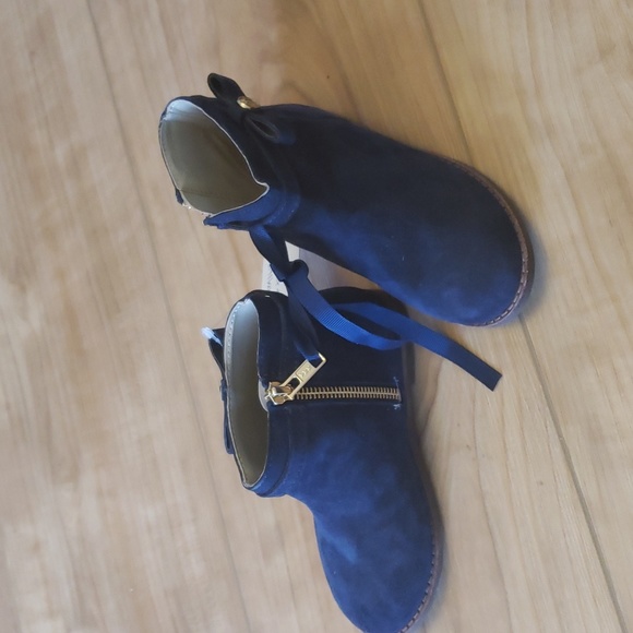 Janie and Jack suede blue booties sz 10 - Picture 2 of 6